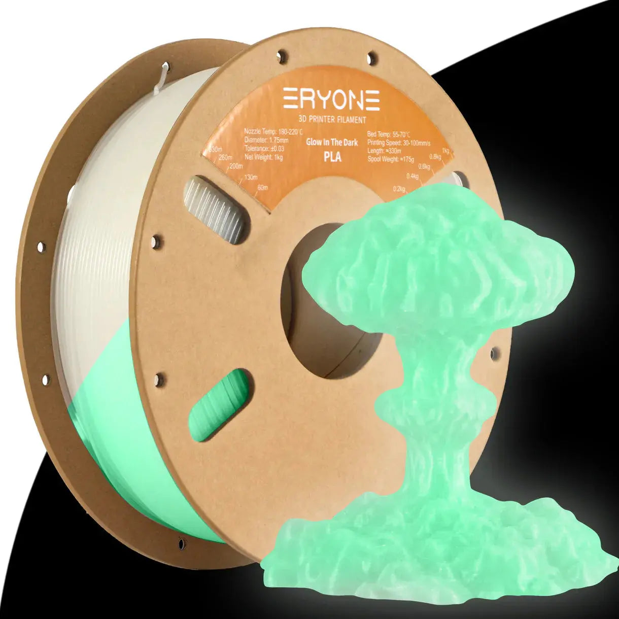 ERYONE Luminous PLA 3D Printer Filament 1.75mm, Dimensional Accuracy +/- 0.05 mm, 1kg (2.2LBS) / Spool