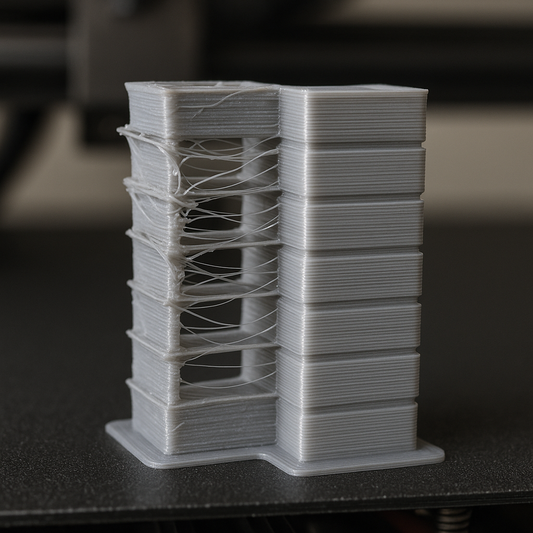 stringing calibration tower before and after — 3D printing troubleshooting