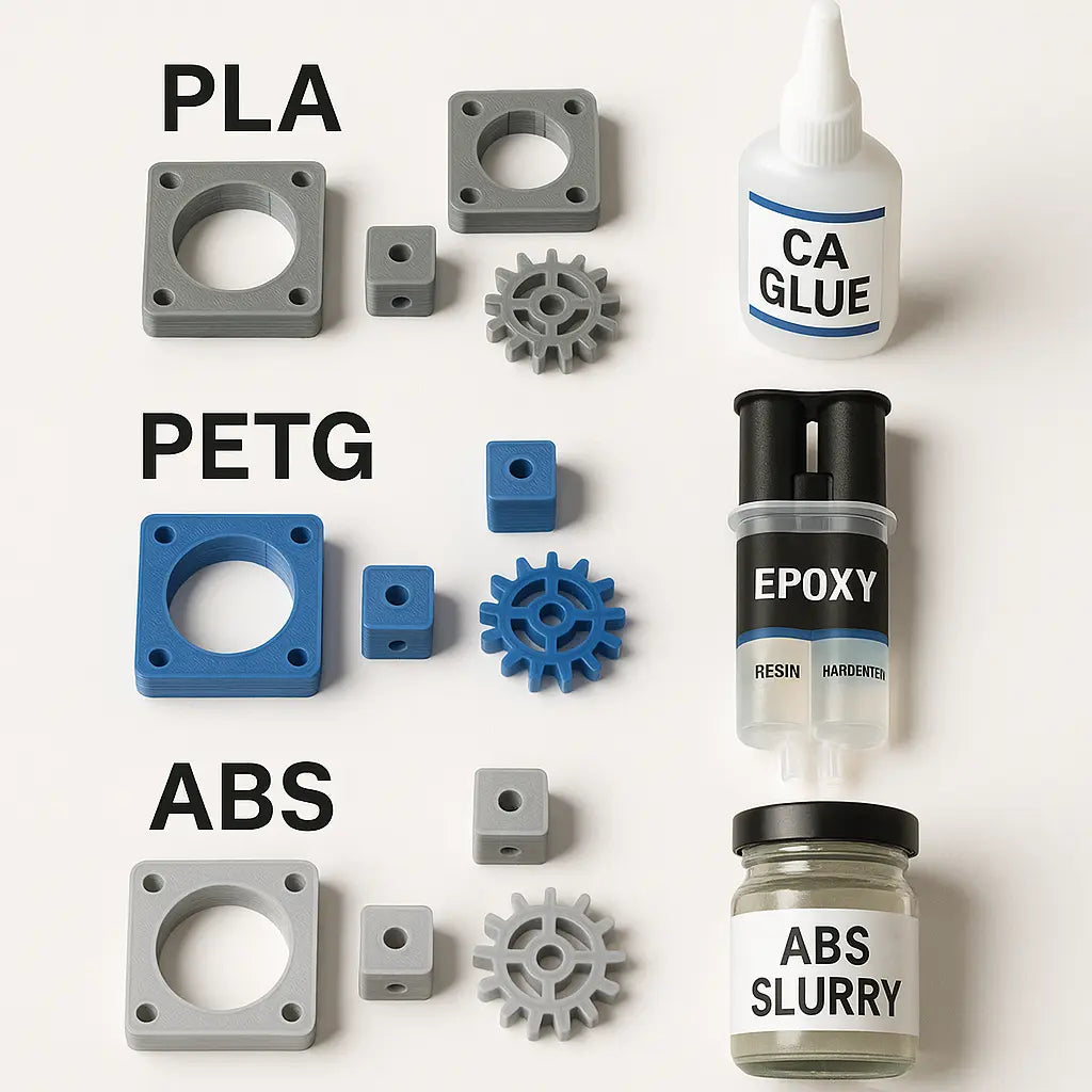 adhesives for PLA, PETG, and ABS 3D prints — Forgely comparison