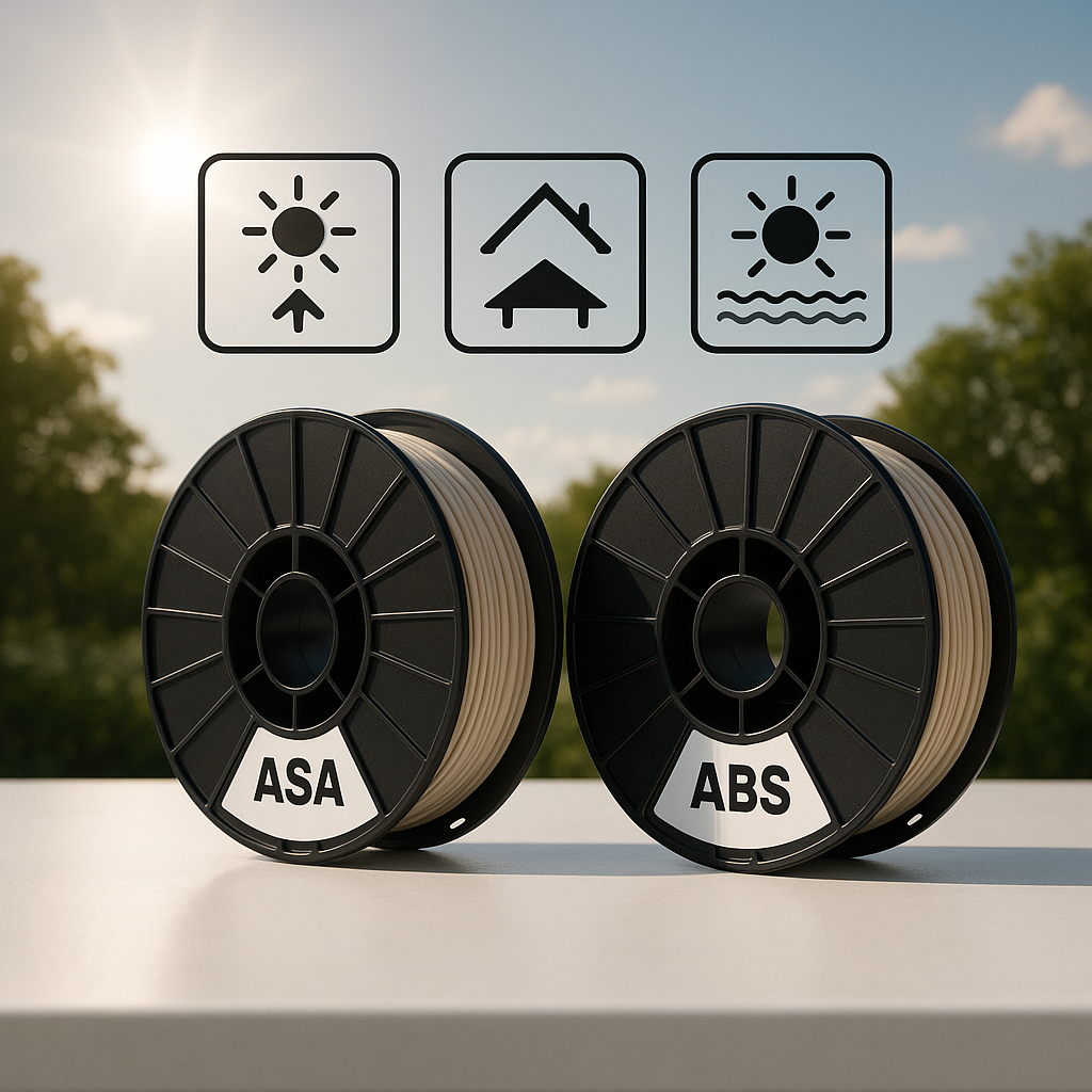 ASA vs ABS filament comparison highlighting UV and outdoor durability