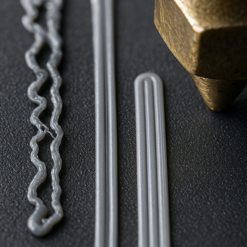 comparison of under-extruded and properly extruded 3D print lines