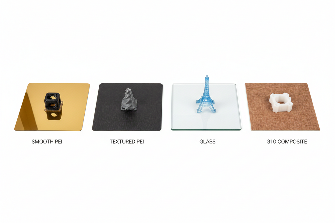 comparison of 3D printer build surfaces for different filaments