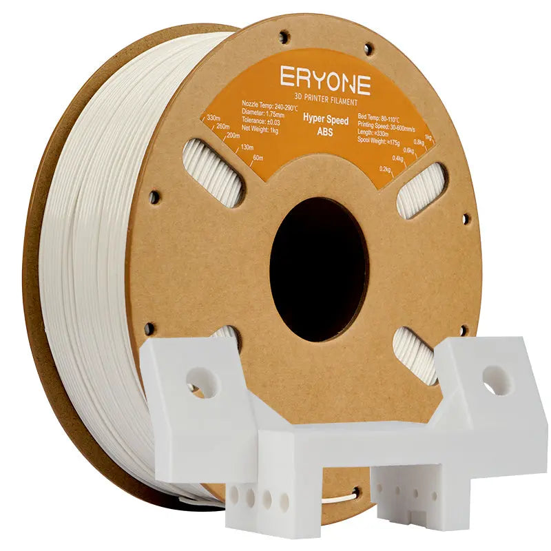 Spools of ERYONE ABS 3D printer filament in black and white colors.