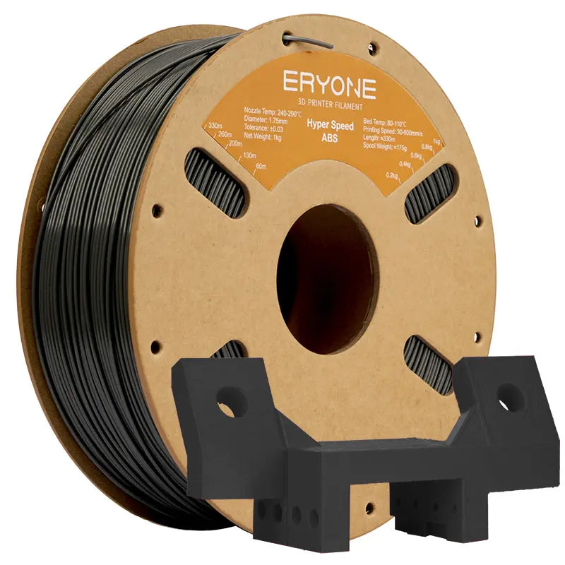 Spools of ERYONE ABS 3D printer filament in black and white colors.