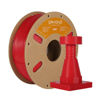 A spool of ERYONE ABS+ 3D printer filament, predominantly black in color, wound around a cardboard spool with a label displaying the brand and product information.
