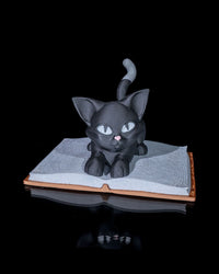 Playful Cat on Open Book 3D Printed Figurine - Customizable Colors, Perfect for Cat Lovers